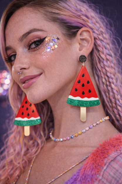 Watermelon Drop Earrings – Cute Summer Festival Statement Jewellery