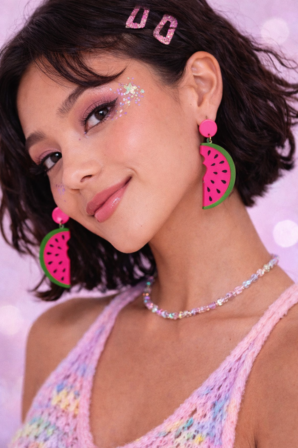Watermelon Festival Earrings UK – Bright Fruit Drop Earrings (Rave & Summer Accessories)