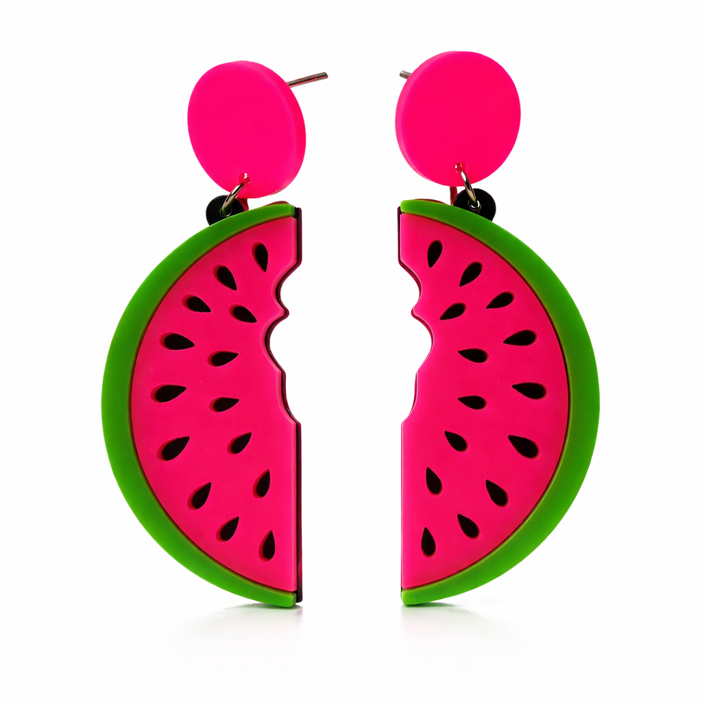 Watermelon Festival Earrings UK – Bright Fruit Drop Earrings (Rave & Summer Accessories)