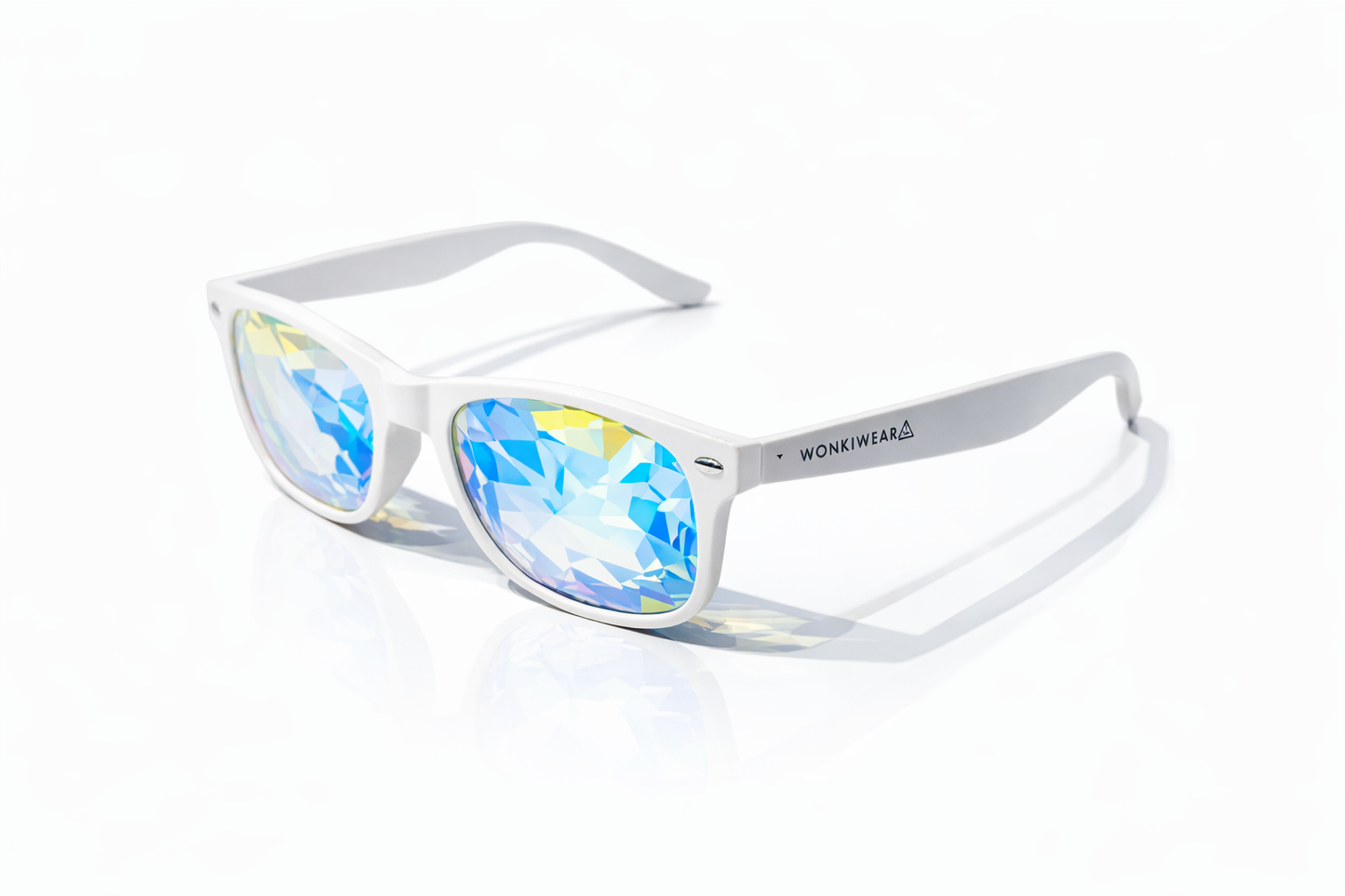 Wayfarer Kaleidoscope Glasses – Trippy Rave Prism Festival Glasses (Black Frame)