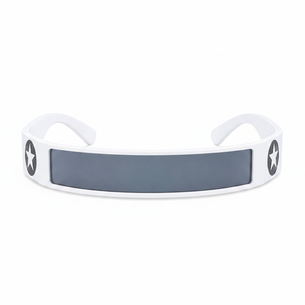 White Futuristic Star Shield Sunglasses – Cyber Rave Statement Glasses