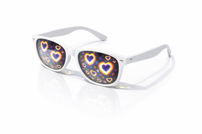 Heart Effect Diffraction Glasses – Trippy Festival Rave Love Light Glasses (Black Frame)