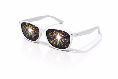 Supernova Diffraction Glasses – Ultra Intense Trippy Rave Festival Glasses (White Frame)