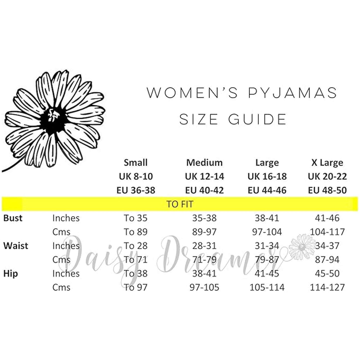 Women's Cotton Soft Pyjama Set with Elasticated Patterned Bottoms Ultimate Nightwear and Cosy Loungewear Multiple Sizes by Daisy Dreamer