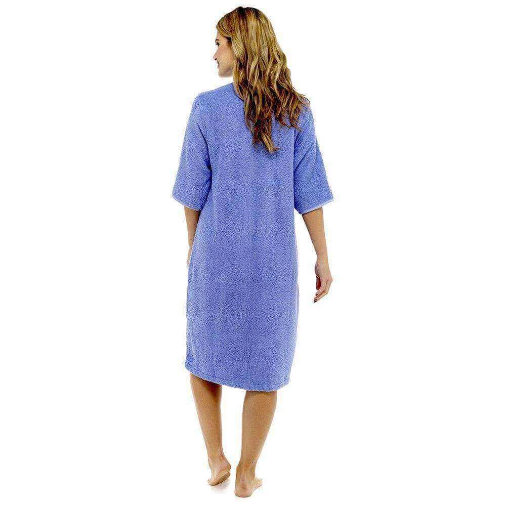 Women's Cotton Terry Towelling Bath Robe Zip Through Ultra Absorbent Soft and Luxurious Dressing Gown Perfect for Post Shower Relaxation by Daisy Dreamer