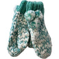 Women's Hand Knitted Daisy Pattern Winter Hat Headband Mittens Set with Pom Pom in Red Green Pink for Outdoor Activities and Holiday Gifts by Sock Stack