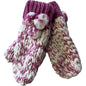 Women's Hand Knitted Daisy Pattern Winter Hat Headband Mittens Set with Pom Pom in Red Green Pink for Outdoor Activities and Holiday Gifts by Sock Stack