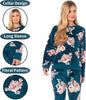 Women's Luxurious Floral Fleece Pyjama Set with Long Sleeve Top and Elastic Waist Pajamas Elegant Sleepwear for Warmth by Daisy Dreamer
