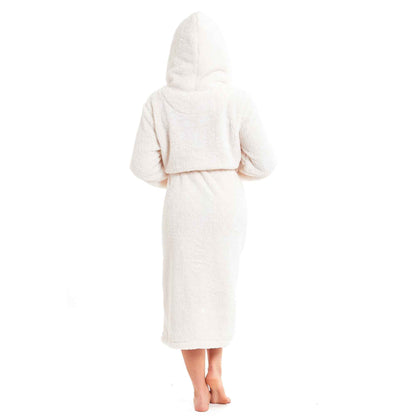 Women's Snuggle Fleece Touch Hooded Robe Luxurious Soft Loungewear Cosy Durable Dressing Gown UK Sizes 8-22 Green Grey Pink Green by Daisy Dreamer