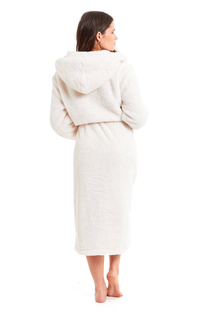Women's Snuggle Fleece Touch Hooded Robe Luxurious Soft Loungewear Cosy Durable Dressing Gown UK Sizes 8-22 Green Grey Pink Green by Daisy Dreamer