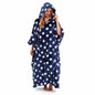 Women's Super Soft Oversized Hooded Poncho Blanket with Stars & Polka Dot Design for Indoor & Outdoor Use by Daisy Dreamer