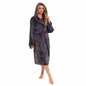 Women's Super Soft Plush Fleece Hooded Bathrobe Fluffy Velvet Loungewear Long Sleeve Cosy Winter Dressing Gown Spa Essential by Daisy Dreamer