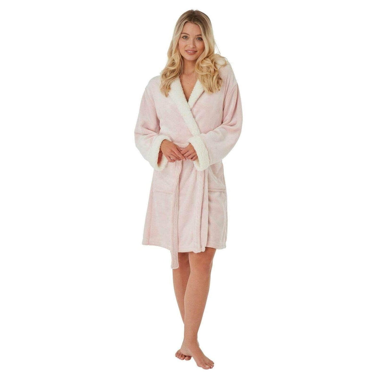 Women's Super Soft Plush Fleece Hooded Bathrobe Fluffy Velvet Loungewear Long Sleeve Cosy Winter Dressing Gown Spa Essential by Daisy Dreamer
