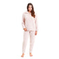 Women's Super Soft Teddy Fleece Loungewear Set Cozy Elasticated Waistband Pants and Zip Front Top in Pink Grey Cream Luxurious Nightwear by Daisy Dreamer