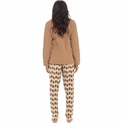 Women's Teddy Bear Warm Soft Fleece Pyjama Set Cozy Loungewear PJs by Daisy Dreamer
