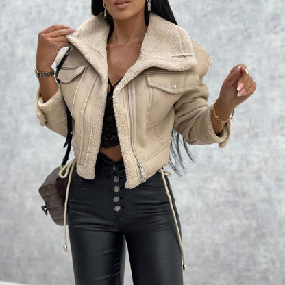 Trendy Faux Leather Short Motorcycle Jacket