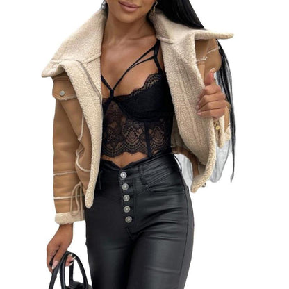 Trendy Faux Leather Short Motorcycle Jacket