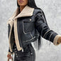 Trendy Faux Leather Short Motorcycle Jacket