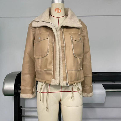 Trendy Faux Leather Short Motorcycle Jacket
