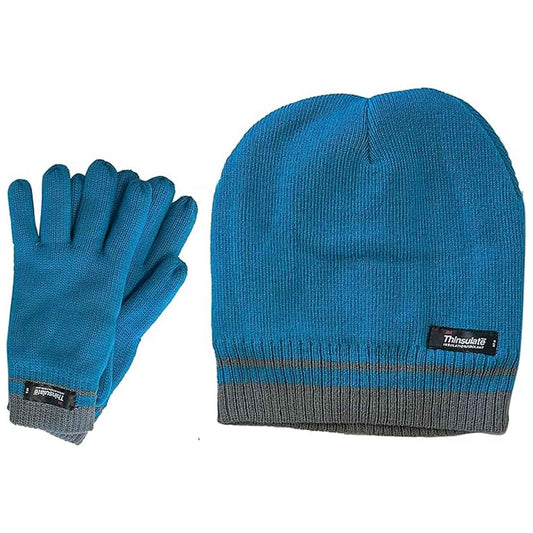 Women's Winter Hat and Gloves Set with 3M Thinsulate Insulation and Stylish Stripe Design in Multiple Colors for Warmth and Comfort by Sock Stack