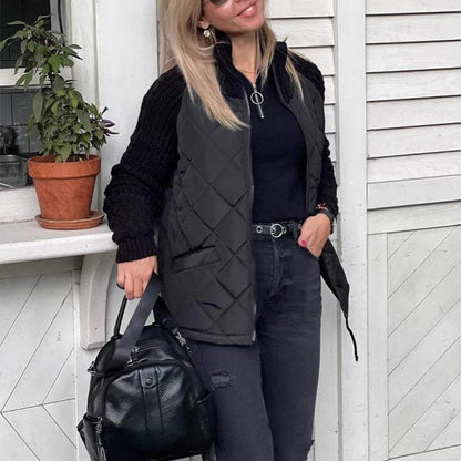 Stand Collar Fashion Knitted Stitching Jacket