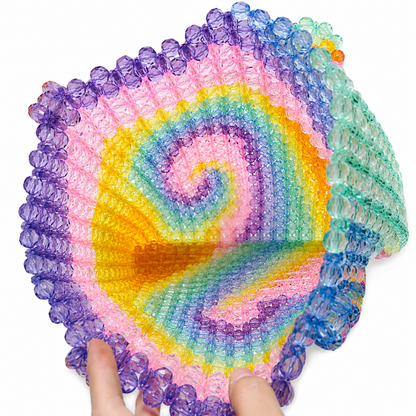 Handmade Rainbow Beaded Shoulder Bag – Spiral Tie Dye Festival Statement Bag