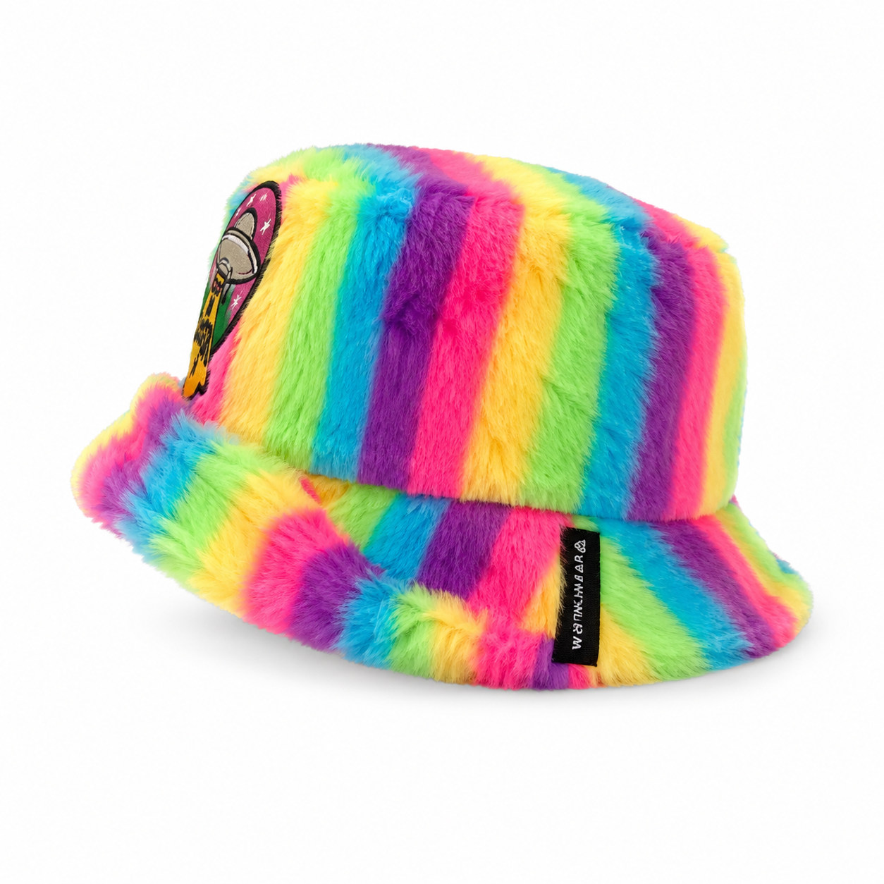 Handmade Neon Rainbow Furry Bucket Hat – Get In Loser UFO Festival Hat