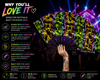 XL Festival Fan – Flash Reflective Shrooms