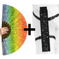 XL UV Reactive Rainbow Pride Festival Fan – Printed Glitter Effect Clack Fan