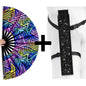 XL UV Reactive Abstract Festival Fan - Electric Rainbow