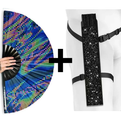 XL UV Reactive Blue Microdots Festival Fan – Neon Rave Clack Fan