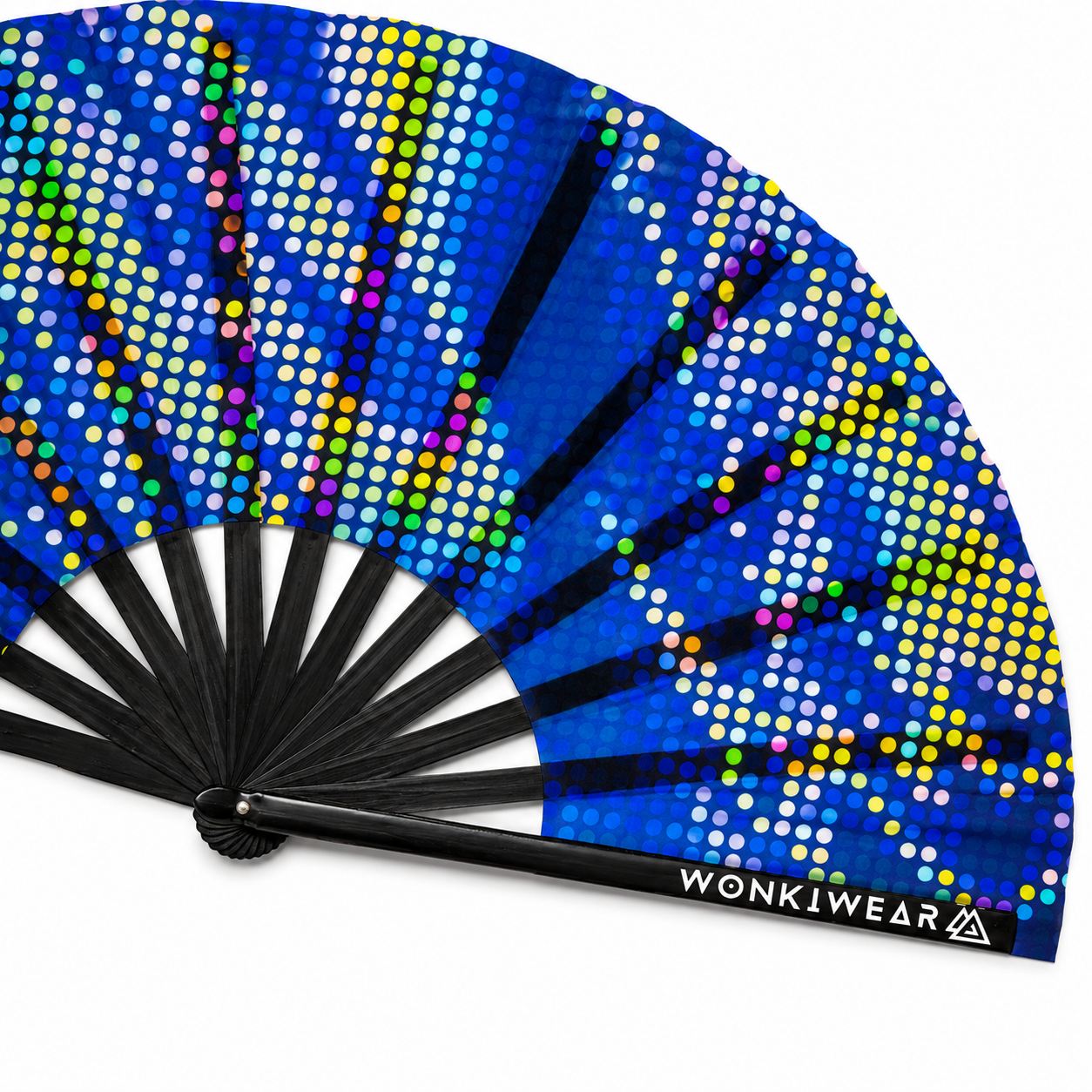 XL UV Reactive Blue Microdots Festival Fan – Neon Rave Clack Fan