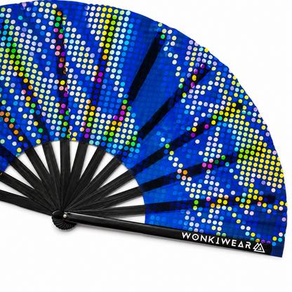 XL UV Reactive Blue Microdots Festival Fan – Neon Rave Clack Fan