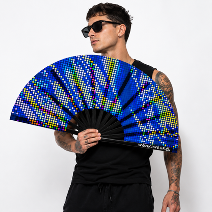 XL UV Reactive Blue Microdots Festival Fan – Neon Rave Clack Fan
