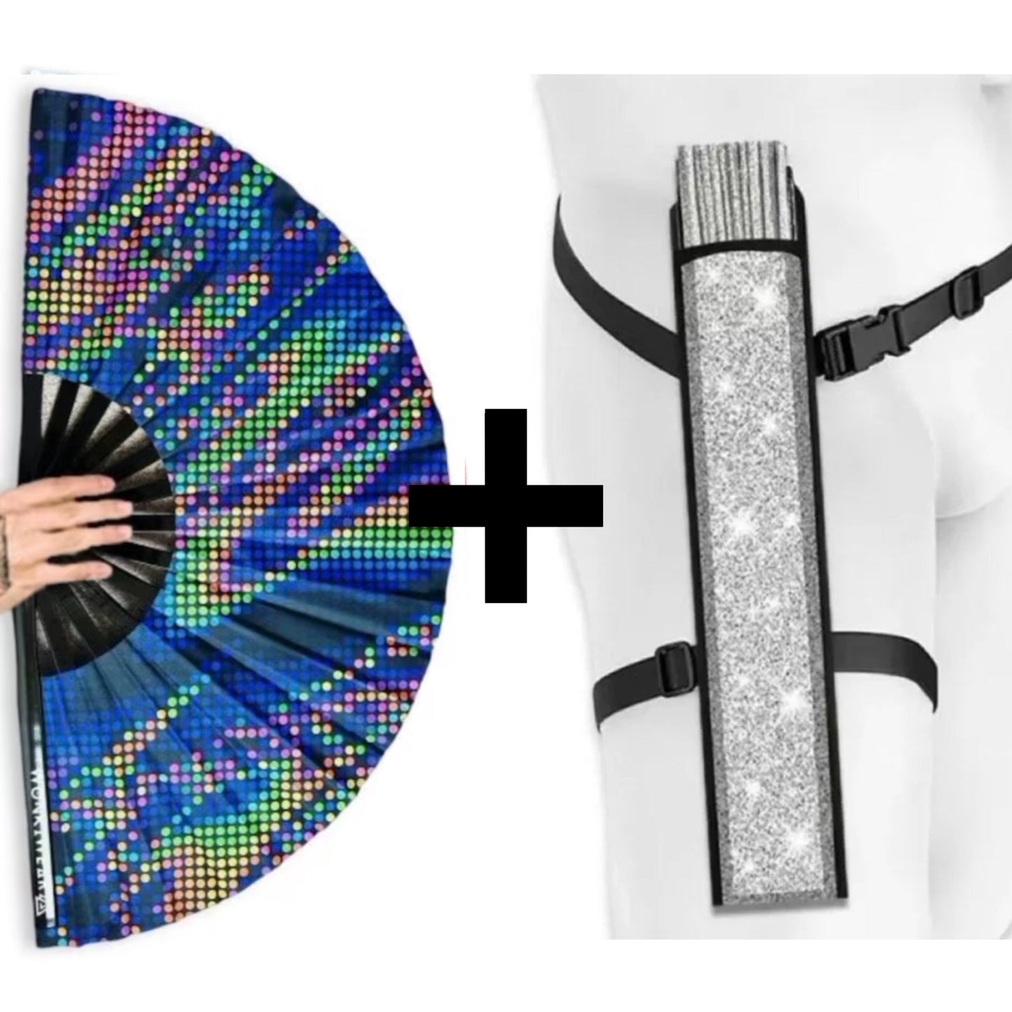 XL UV Reactive Blue Microdots Festival Fan – Neon Rave Clack Fan