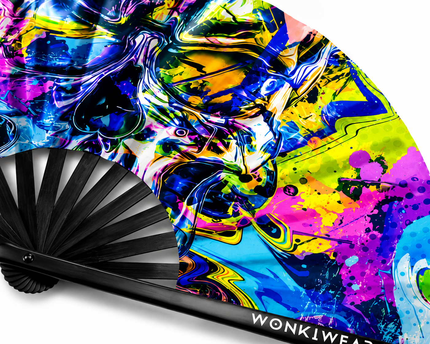 XL UV Reactive Graffiti Skull Festival Fan – Neon Rave Clack Fan