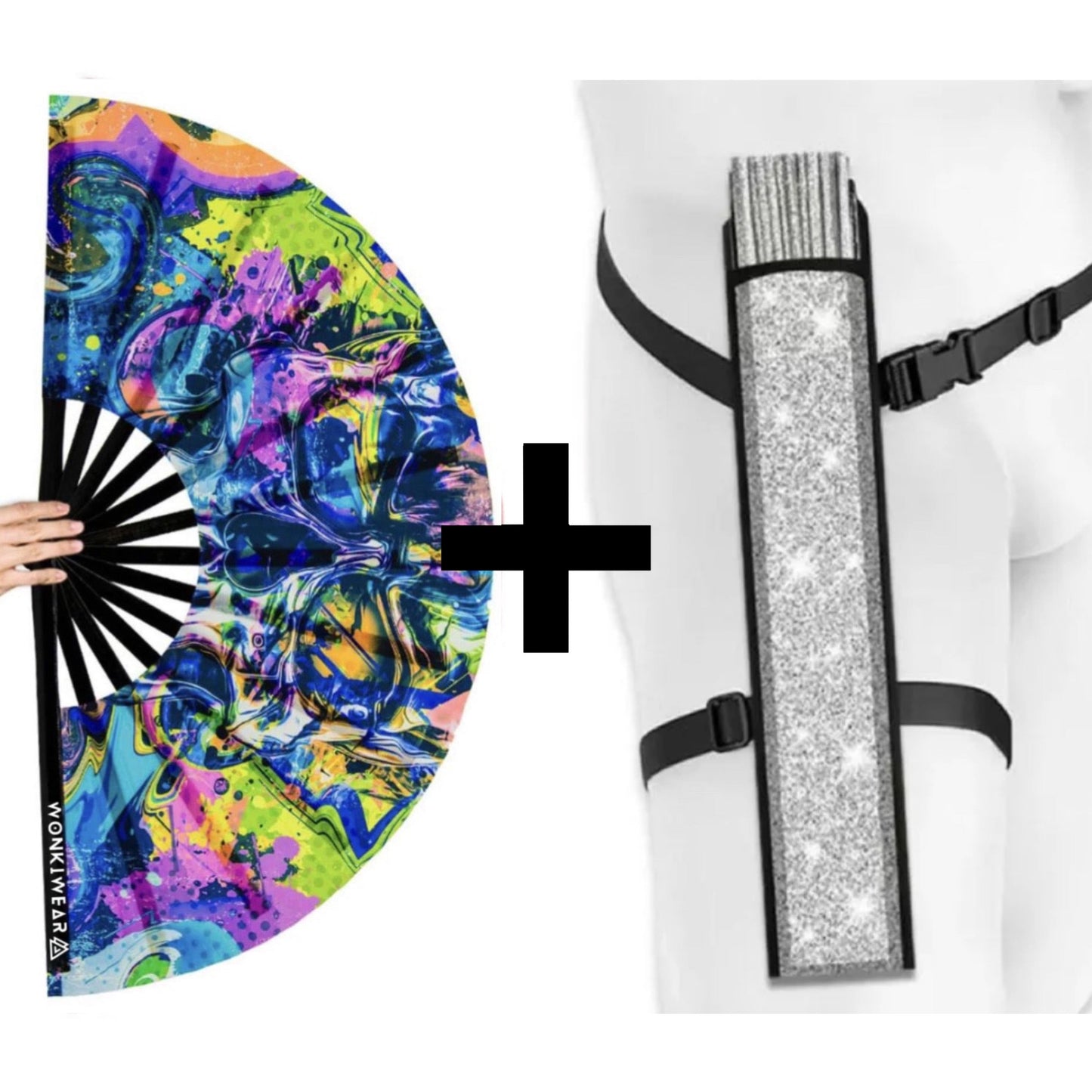 XL UV Reactive Graffiti Skull Festival Fan – Neon Rave Clack Fan