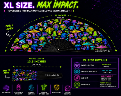 XL UV Reactive Mushroom Festival Fan