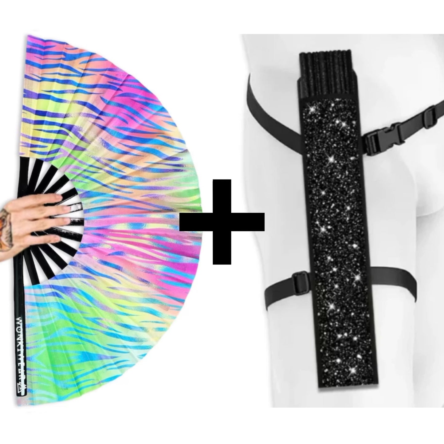 XL UV Reactive Pastel Zebra Rave Fan – Festival Clack Fan