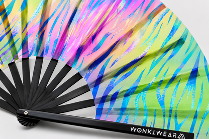 XL UV Reactive Pastel Zebra Rave Fan – Festival Clack Fan