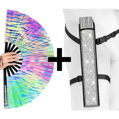 XL UV Reactive Pastel Zebra Rave Fan – Festival Clack Fan