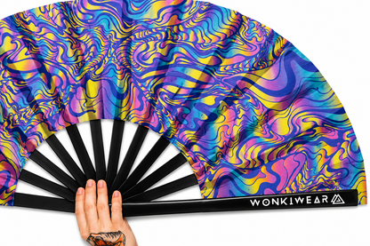 XL UV Reactive Psychedelic Festival Fan – Trippy Rave Clack Fan