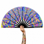 XL UV Reactive Psychedelic Festival Fan – Trippy Rave Clack Fan