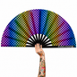 XL UV Reactive Chequered Festival Fan – Wanna Race Rave Clack Fan