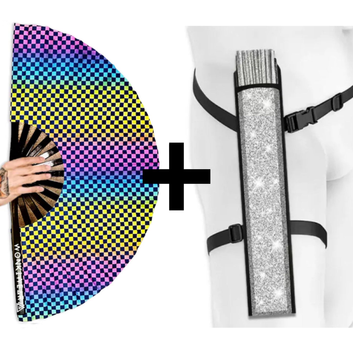 XL UV Reactive Chequered Festival Fan – Wanna Race Rave Clack Fan