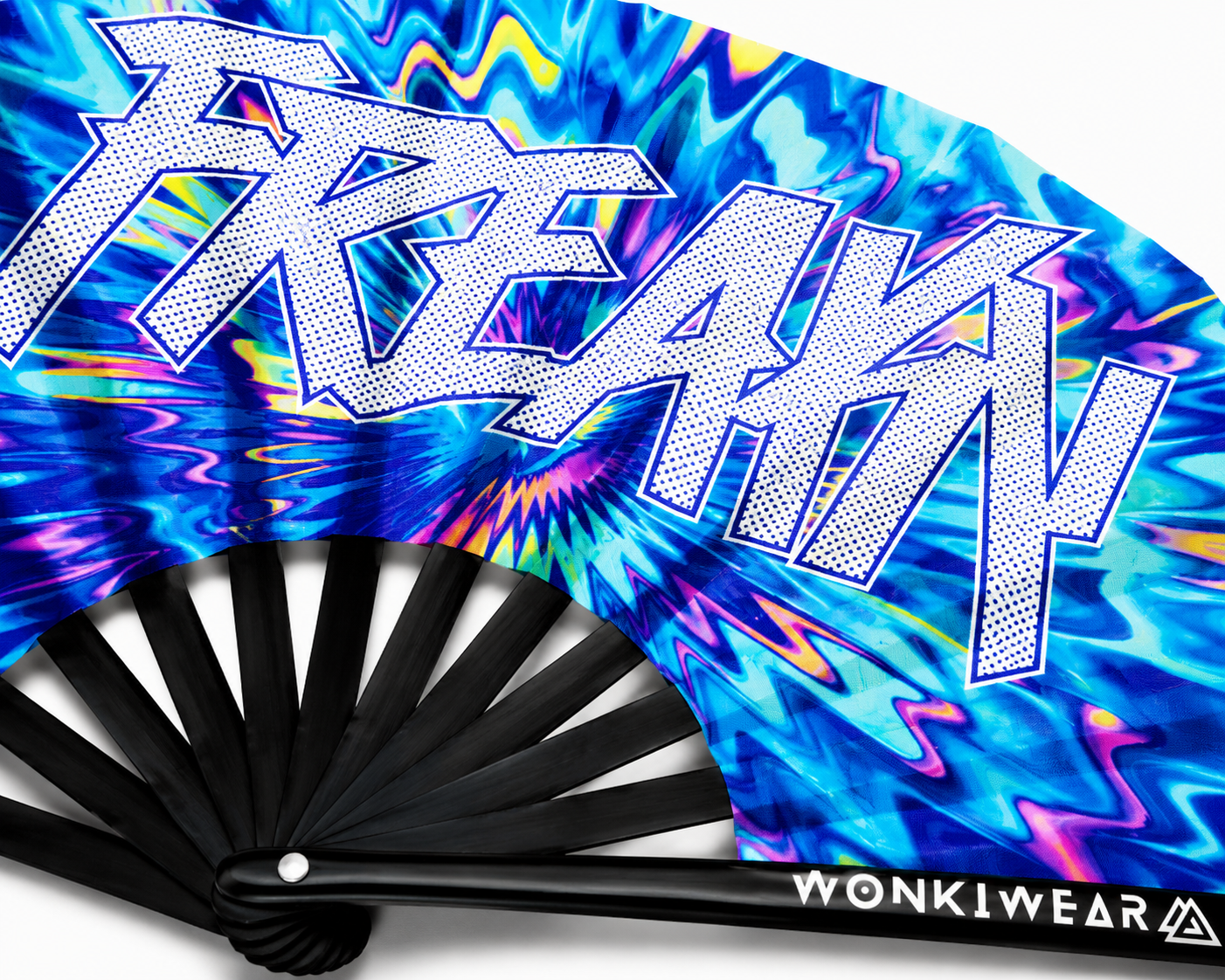XL UV Reactive FREAKY Festival Fan – Trippy Rave Clack Fan