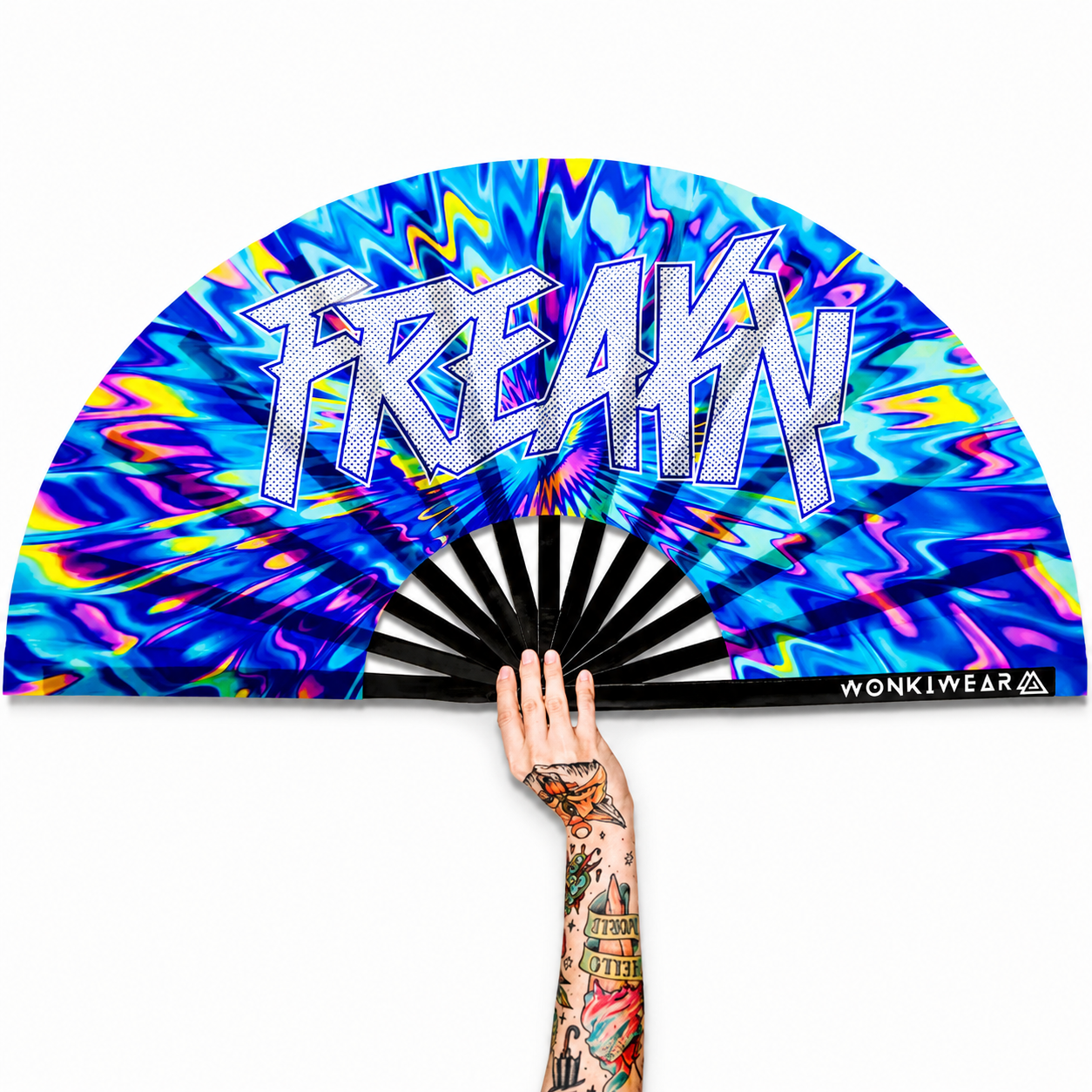 XL UV Reactive FREAKY Festival Fan – Trippy Rave Clack Fan