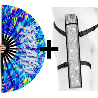 XL UV Reactive FREAKY Festival Fan – Trippy Rave Clack Fan