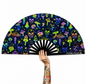 XL UV Reactive Mushroom & Skulls Festival Fan