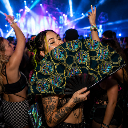 XL UV Reactive Luxury Festival Fan – Posh Stuff Rave Clack Fan